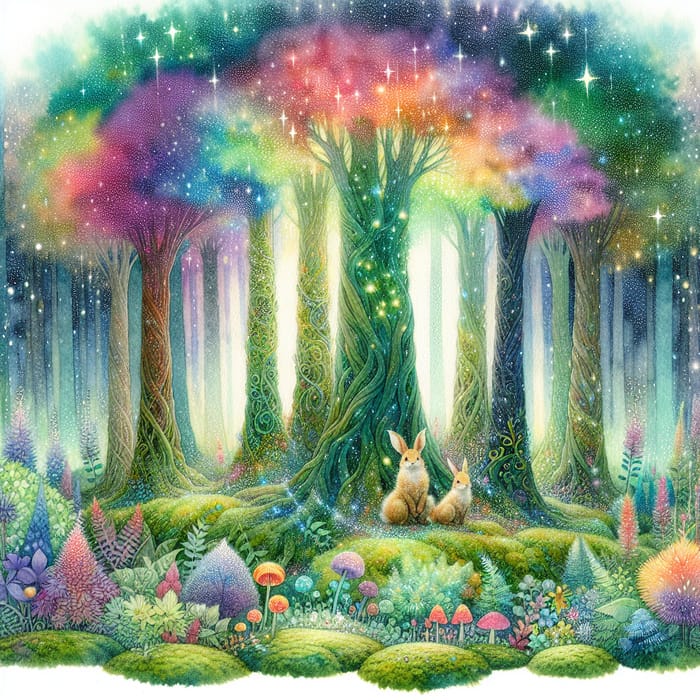 Magical Forest Watercolor: Enchanting Enchanted Landscape Art