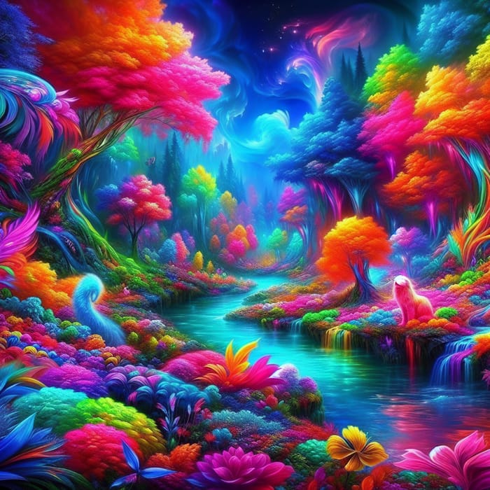 Fantasy World of Vibrant Colors | AI Art Generator | Easy-Peasy.AI