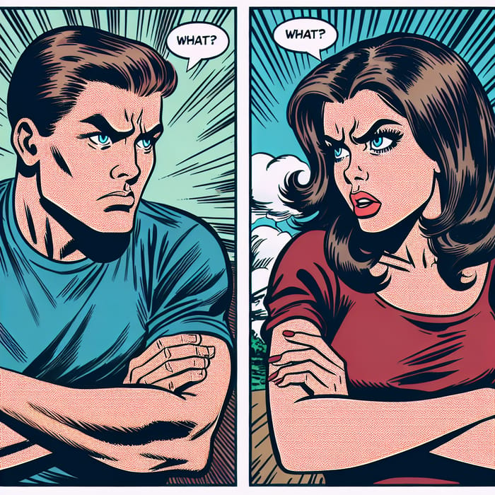 A Comic Illustration of Boyfriend and Girlfriend in a Tense Exchange