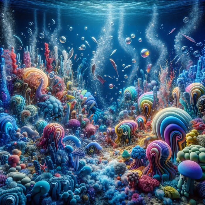 Underwater Abstract: Colorful Coral Reefs and Unique Sea Creatures