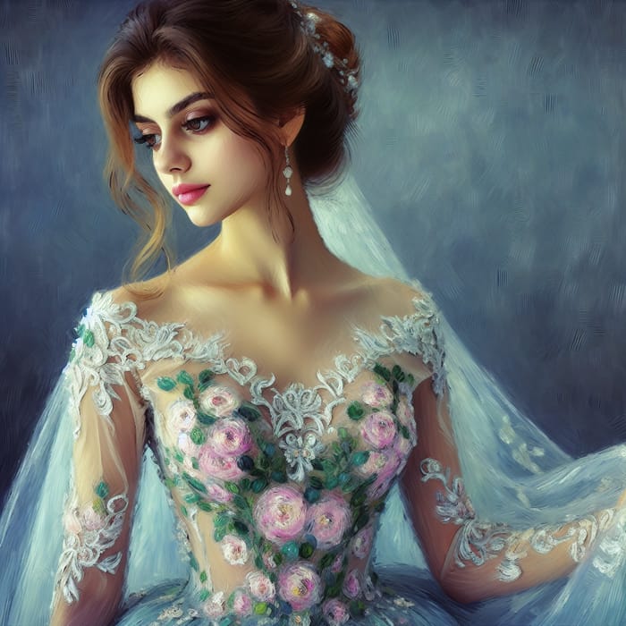 Stunning Woman in Monet-Inspired Dress
