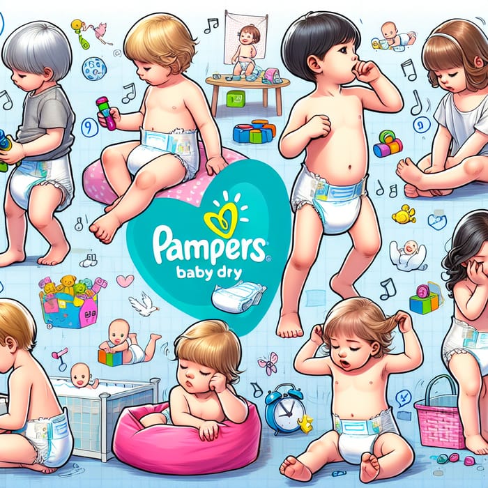 Children Acting like Babies in Pampers Baby Dry Diapers