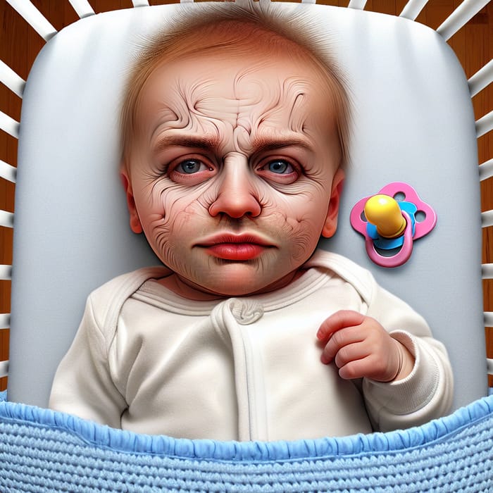 Animated Caricature of Babyfier Experiment 151: Newborn Sleeping in Crib