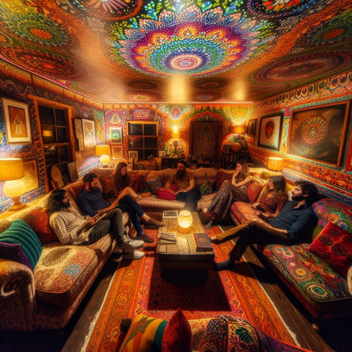 Vibrant Bohemian Living Room Adorned with Frida Kahlo-Inspired Sofas