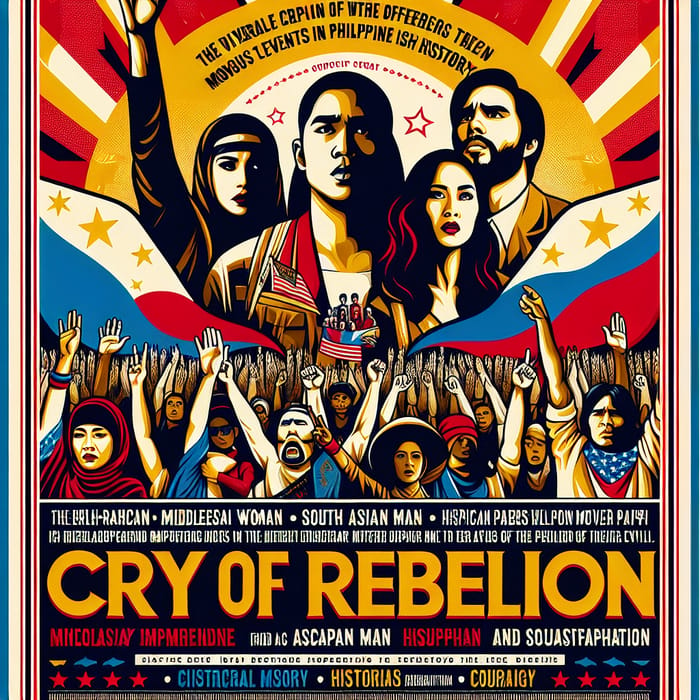 Cry of Rebellion - Vintage Cinema Poster for Philippine History | Dramatic Poster Design