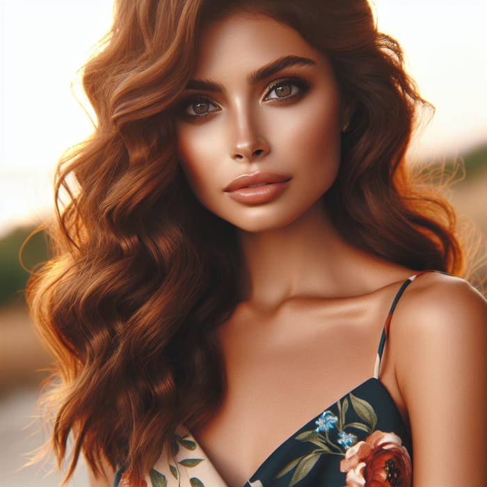 Hot Hispanic Woman in Floral Sundress at Sunset Hot Hispanic Woman in Floral Sundress at Sunset