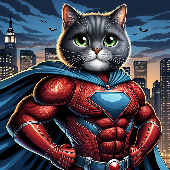 Hero Cat Superhero | Brave Feline in Red Costume