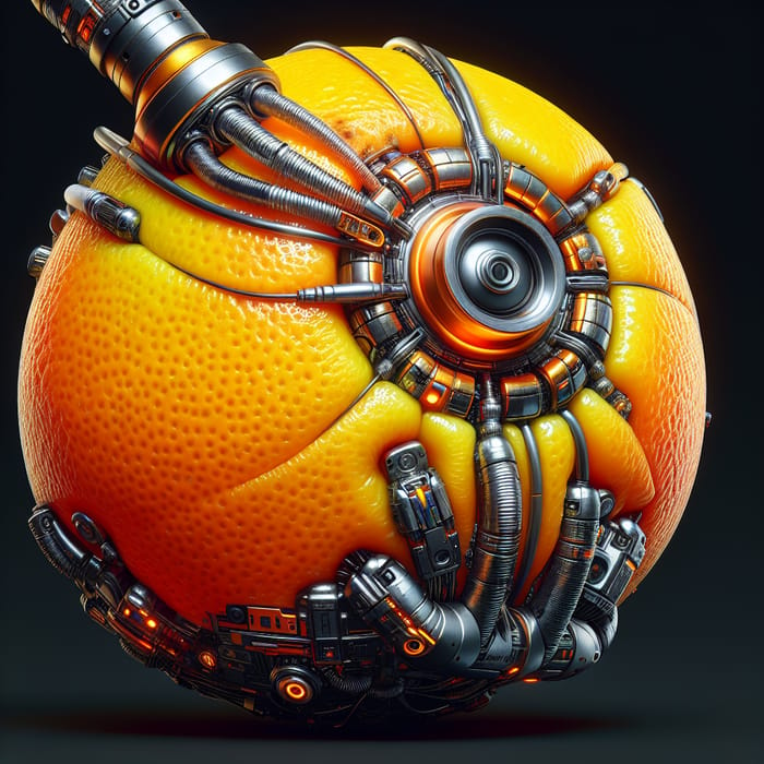 Futuristic Automated Orange | Macro Lens Details & Glossy Textures