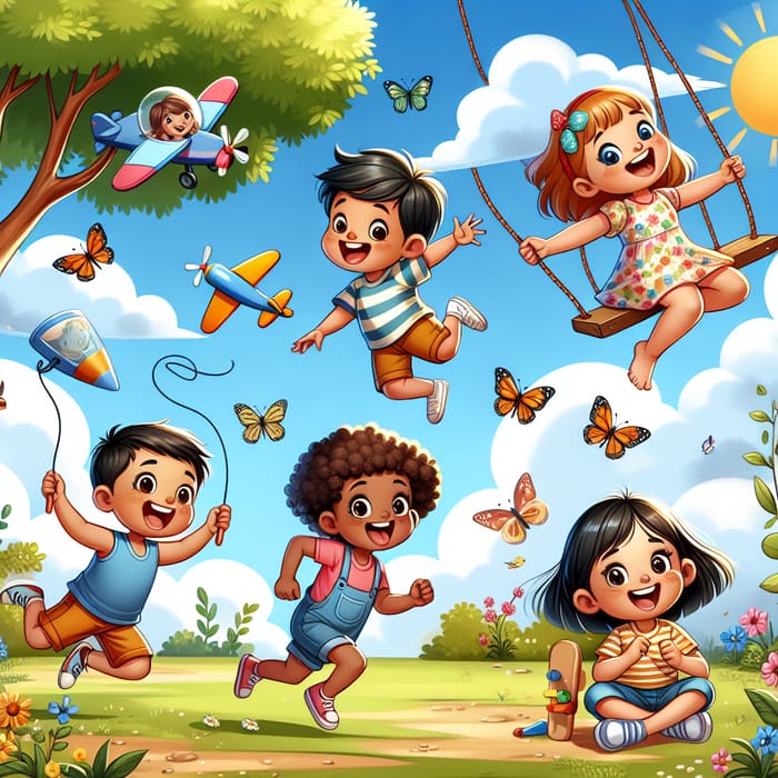Outdoor Play Cartoon Style for Kids' Fun