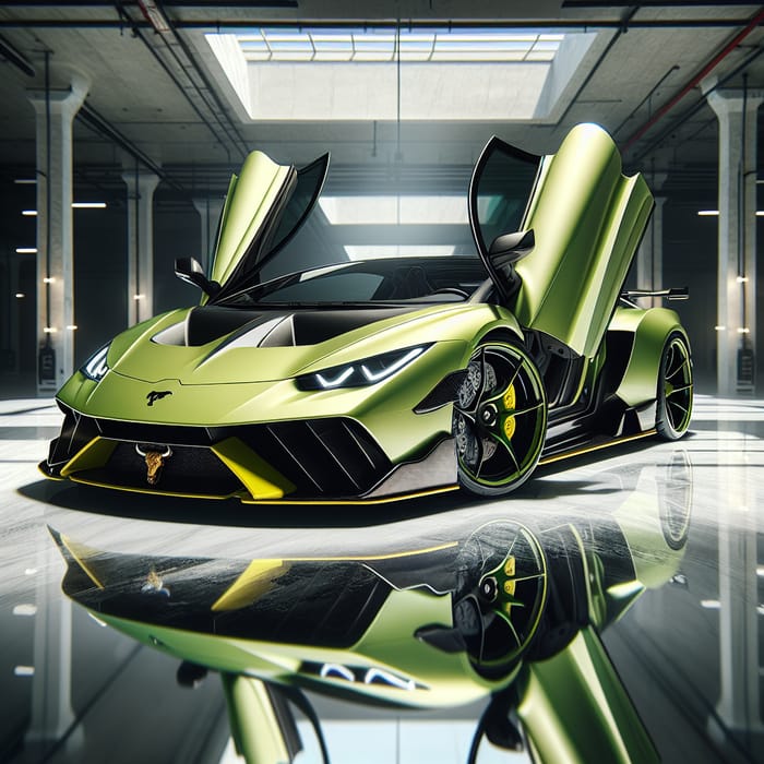 Lamborghini Sports Car, Iconic Raging Bull, Elegant Interior, AI Art  Generator