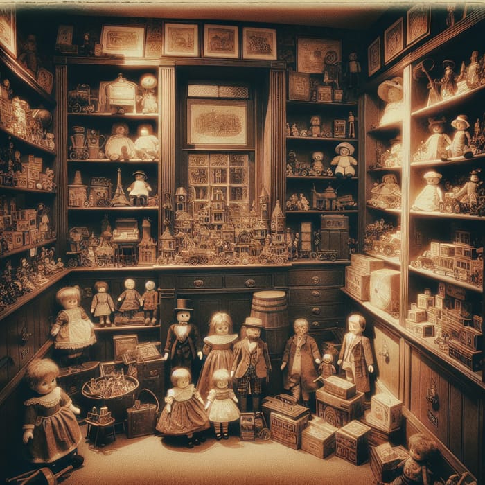 Vintage Toyshop from the 1920s - Capturing Nostalgia with Colorful Toys and Dolls
