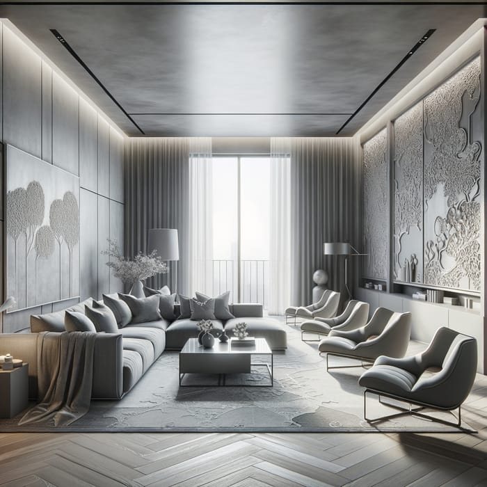 Stunning Modern Gray Room with Decorative Plaster Wall