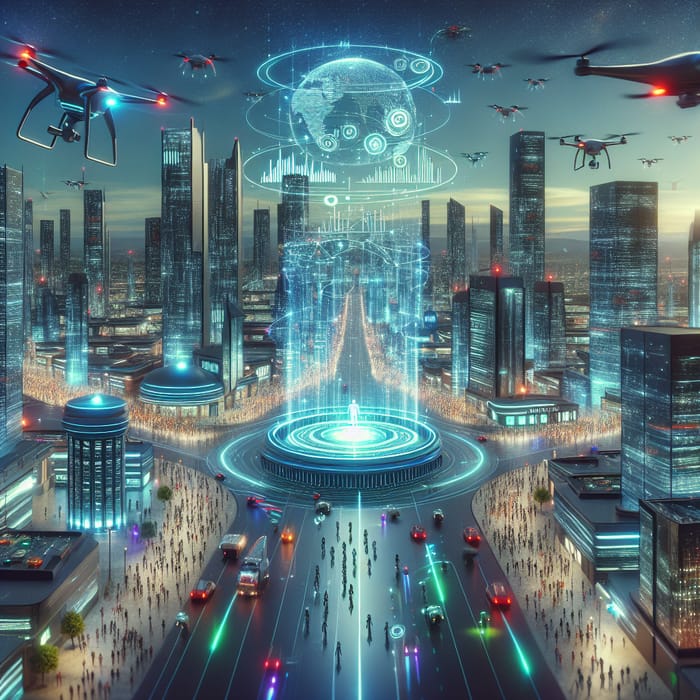 Futuristic Sci-Fi AI Cityscape: A Glimpse into Advanced Artificial Intelligence