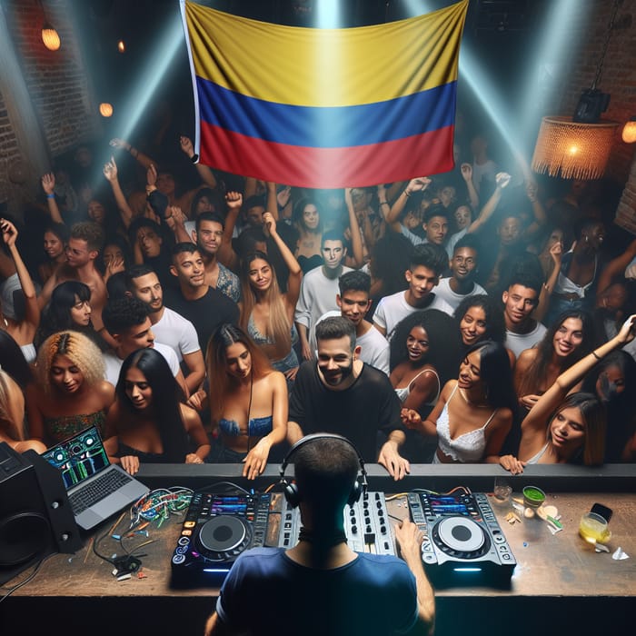 Energetic DJ Set in Colombian Nightclub Atmosphere