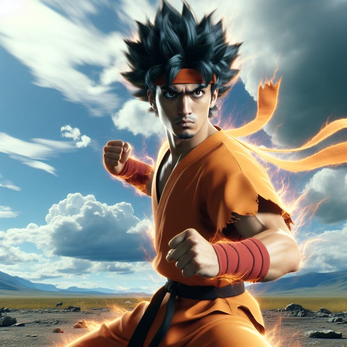 Courageous Goku in Bright Orange Attire