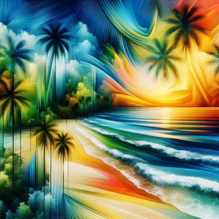 Abstract Tropical Paradise: Vivid Colors of a Dreamy Escape