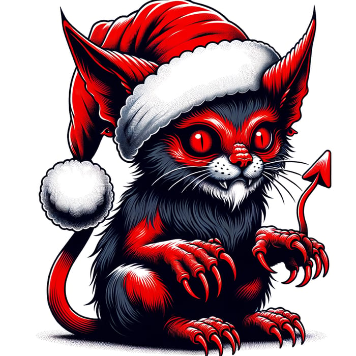 Santa Hat Cat Demon: Festive and Fierce