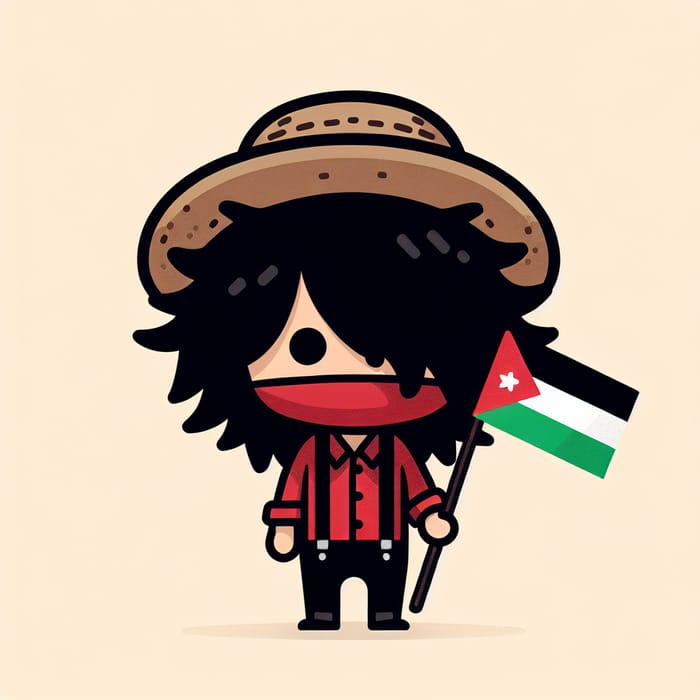 Captain Luffy with Palestine Flag - Adventure Time Cartoon Character