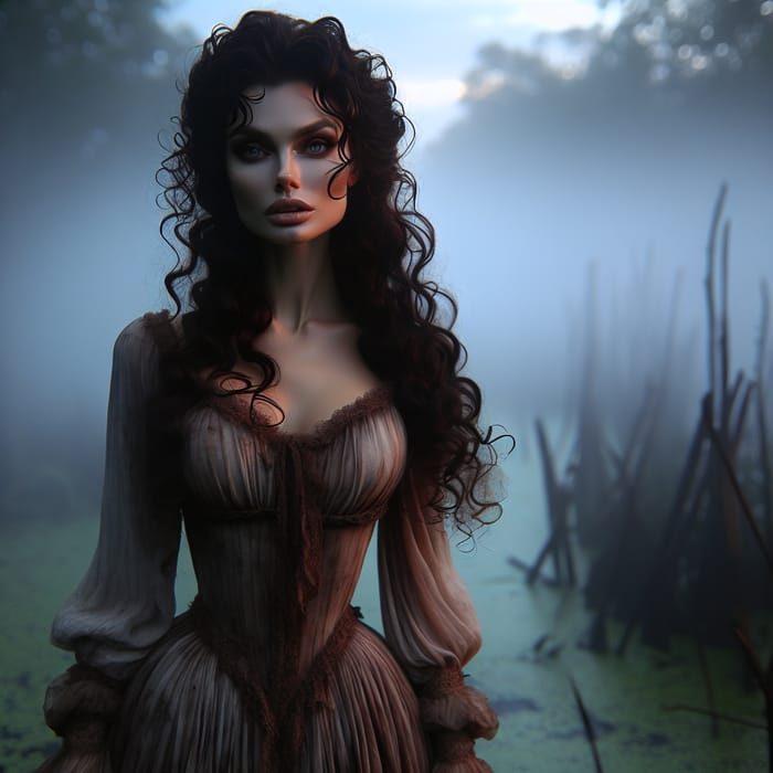Swamp Princess Ava Gardner: Mystical Ethereal Emergence from Fog