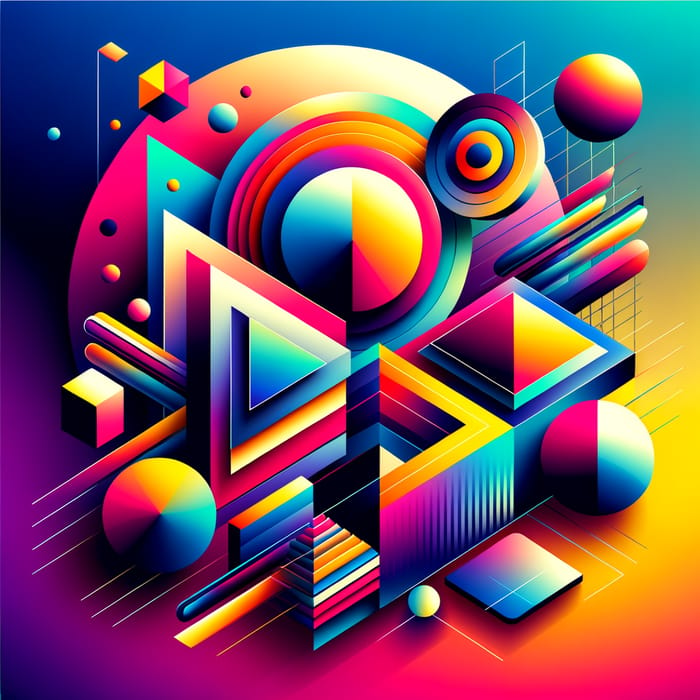 Vivid Abstract Geometric Shapes Composition