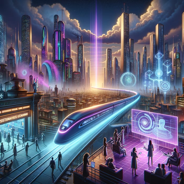 Tech Splash 2024: Futuristic Cityscape & High-Tech Gadgets