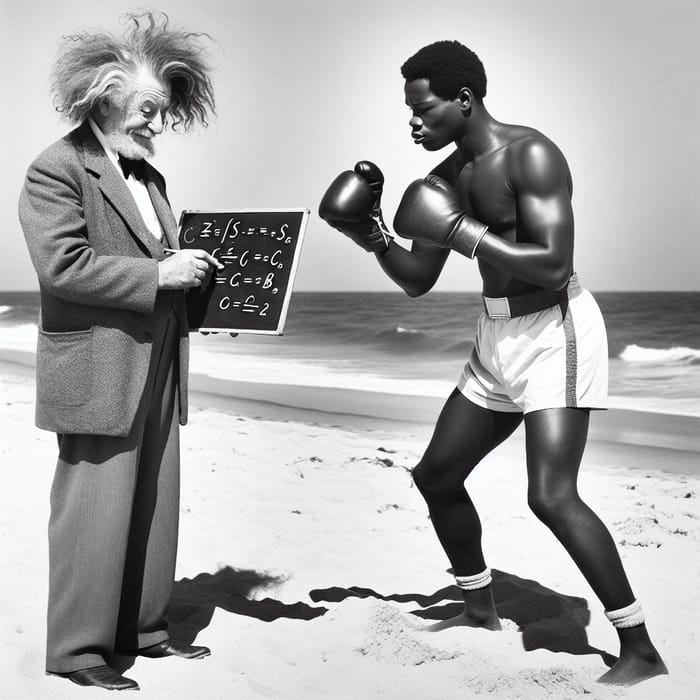 Einstein with Muhammad Ali Beach Encounter