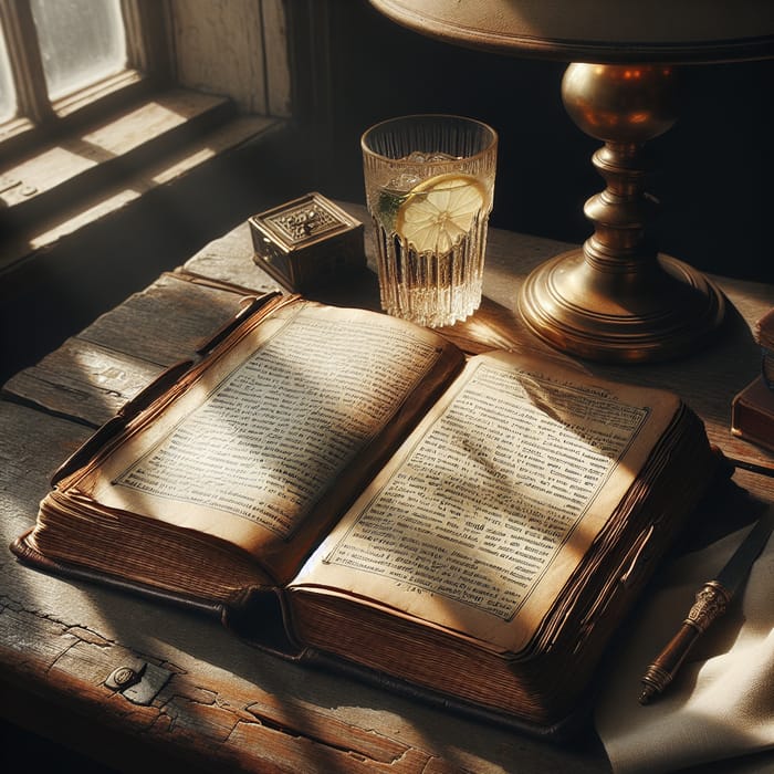Captivating Vintage Book Scene on Wooden Table