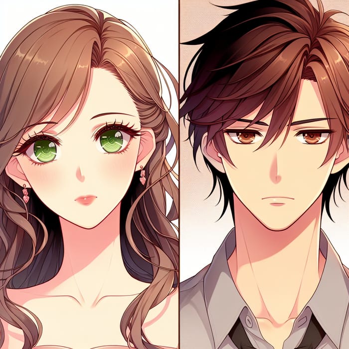 Former Lovers' Love Tale: Girl with Dark Blond Hair & Multi-colored Eyes, Boy with Chestnut Eyes - Anime Style