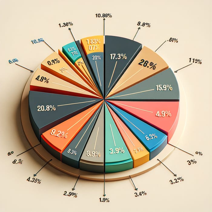 Accurate Pie Chart with 10 Slices Showing Various Percentages
