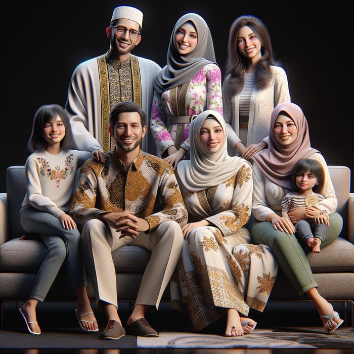 Hyper Realism: Detailed Family Portrait with 6 People in High Definition