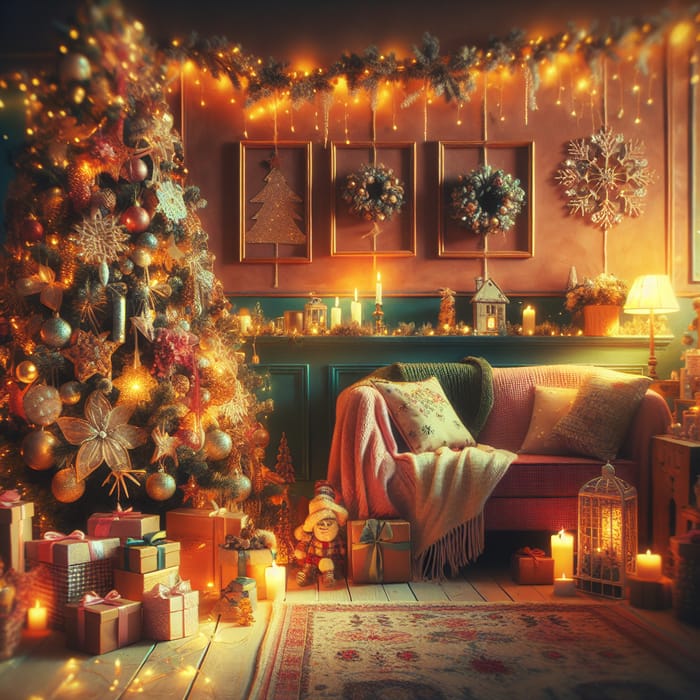 Cozy Christmas Living Room Scene | Warm Vintage Film Aesthetic