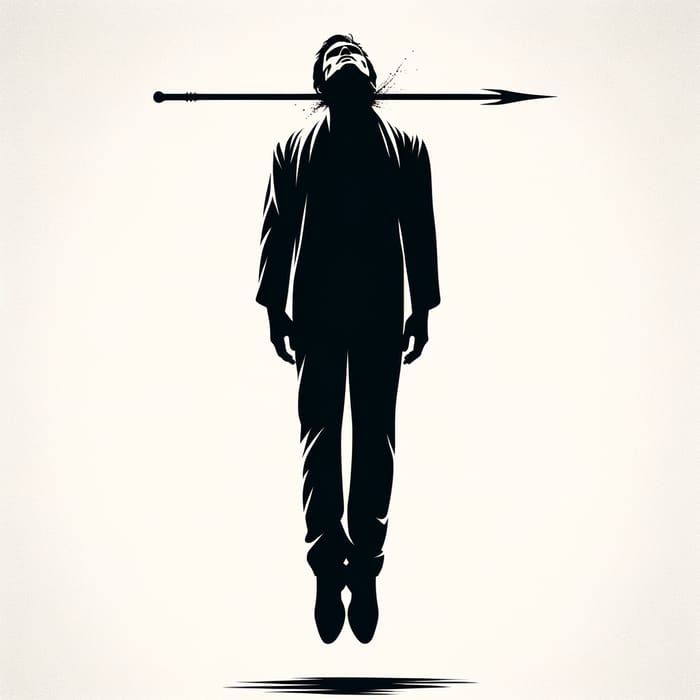 Eerie Man Silhouette Impaled on Spear: Graphic Style