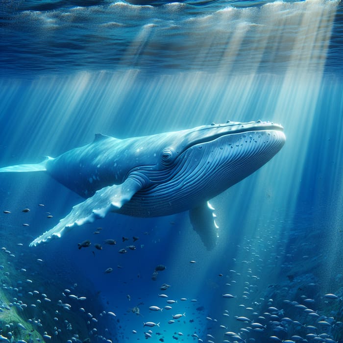 Giant Blue Whale - Majestic Creature of the Deep Ocean