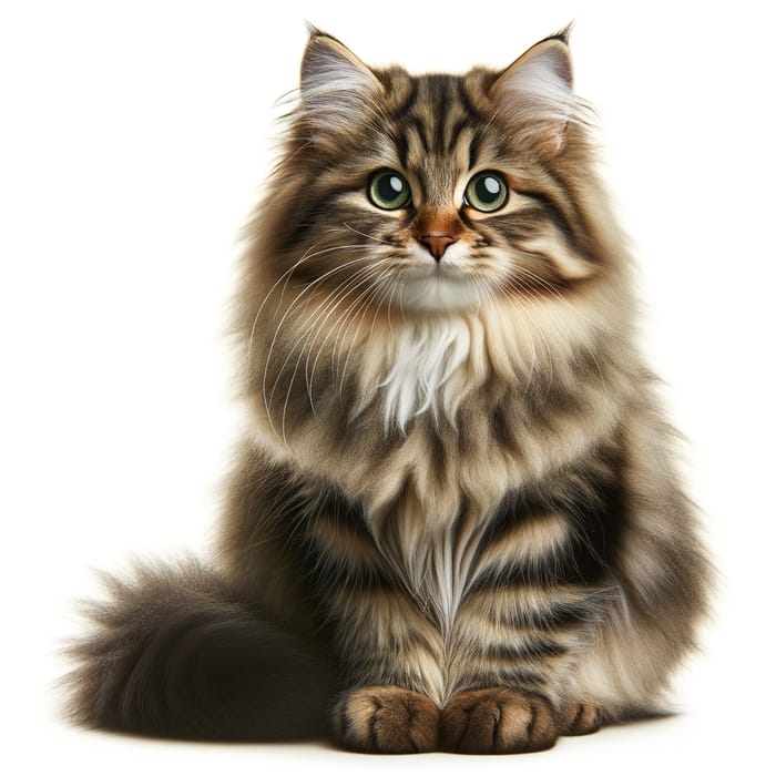 Beautiful Medium-Sized Cat | Striped Fur & Green Eyes