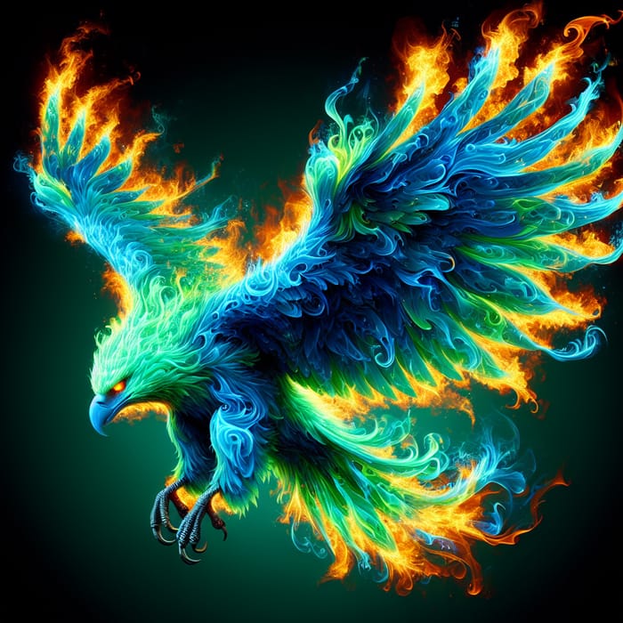 Majestic Green & Blue Fire Eagle