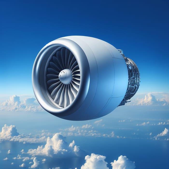 General Electric GE9X Engine Flying in the Blue Sky