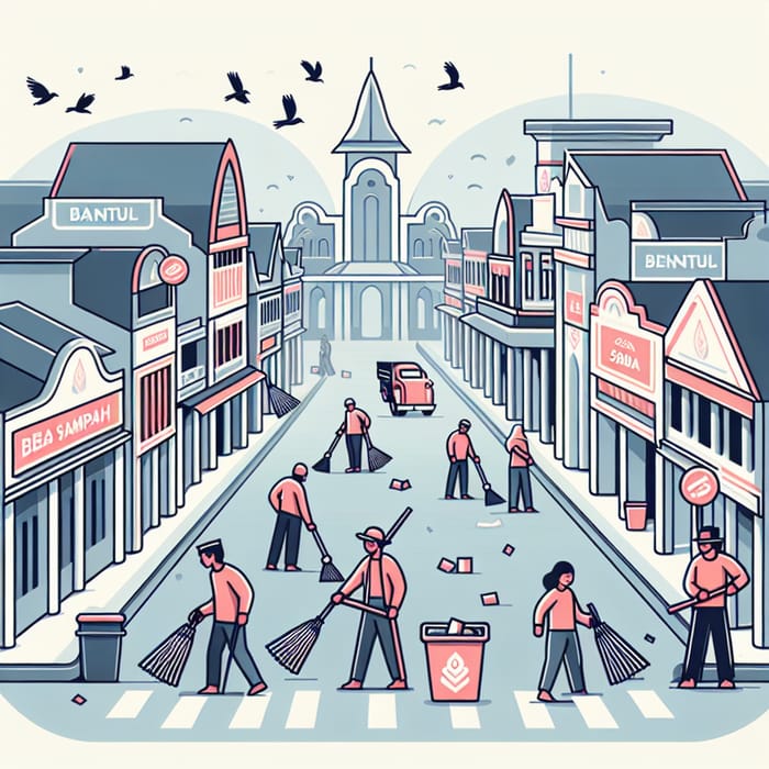 Bantul Clean Streets - Minimalist Townscape | Litter-Free Initiative