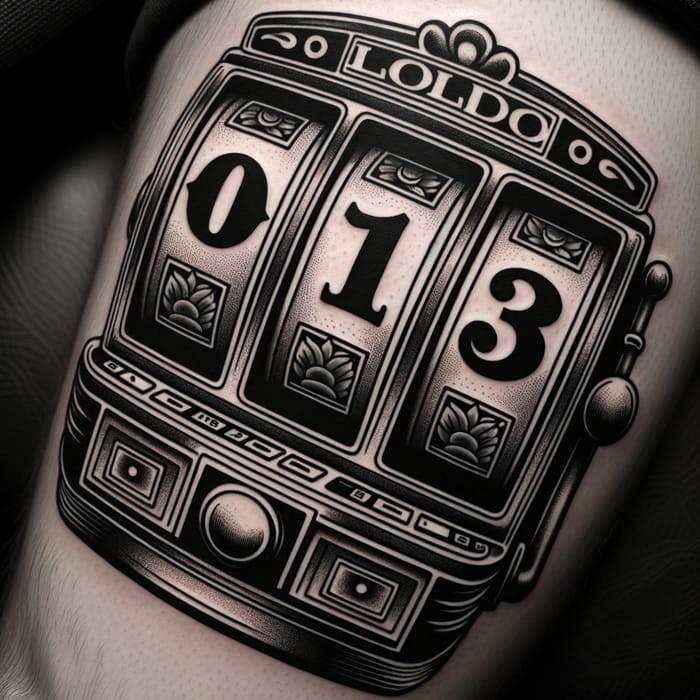 Solid Black Slot Machine Tattoo with 013 Number Design
