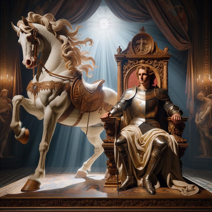 Saint George on Throne with White Horse: Brave & Gallant Symbol