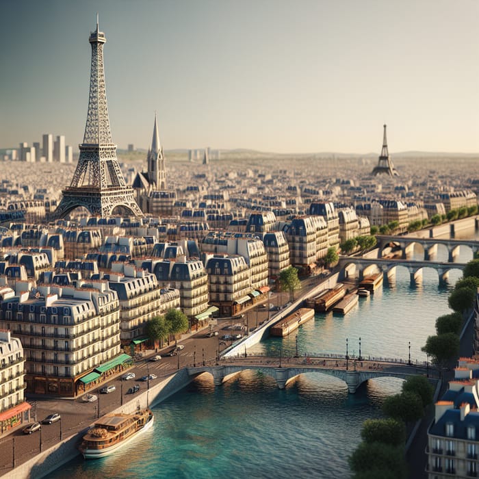Immersive 3D View of Paris | Eiffel Tower, Seine River & Notre Dame