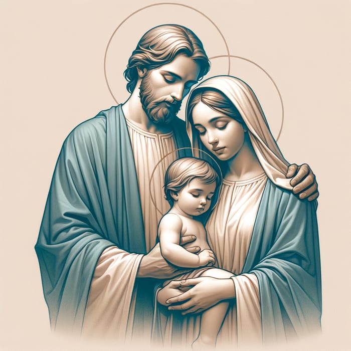 Holy Family Portrait: Joseph, Mary, and Child Jesus