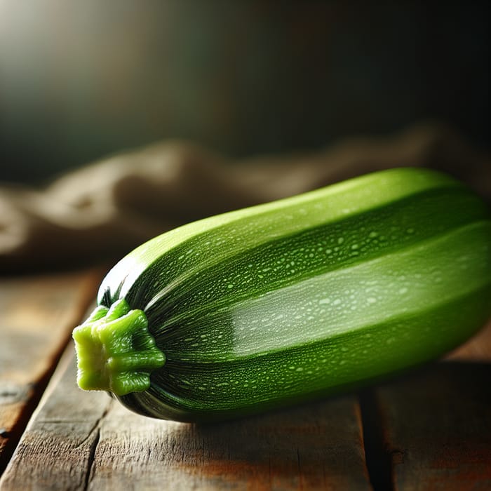 Fresh Green Zucchini on Wooden Table