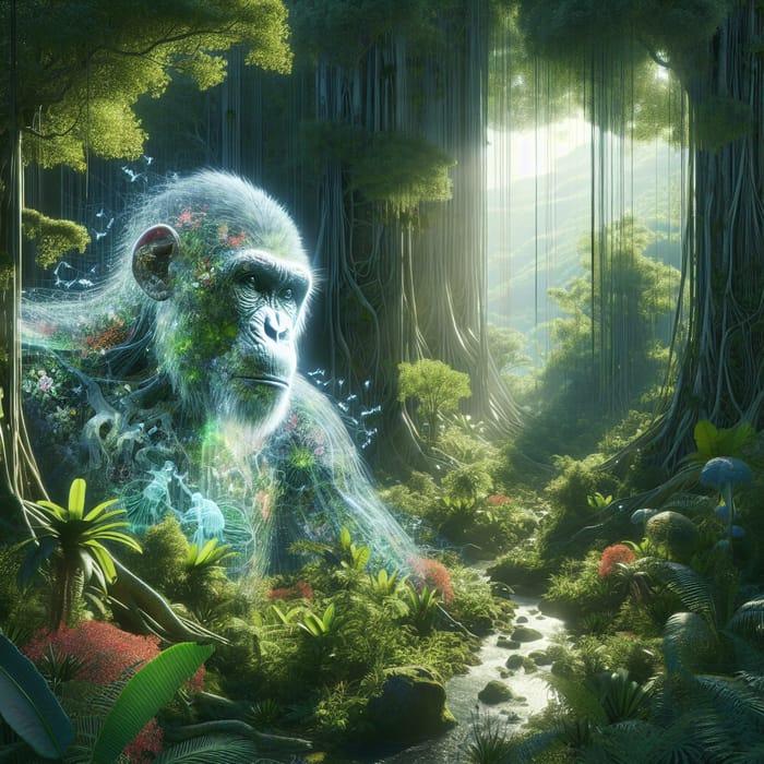 Virtual Ape in Biodiverse Jungle | Digital NFT Artwork