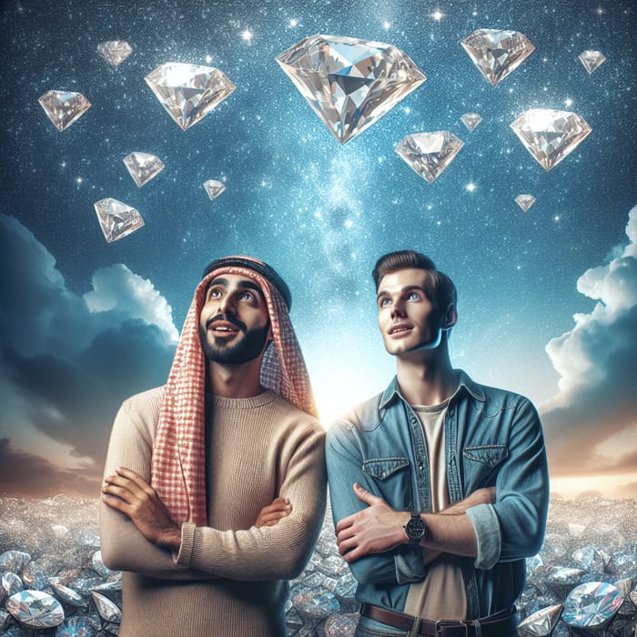 Diamond Rain Avatar: Two Guys Amidst Falling Diamonds