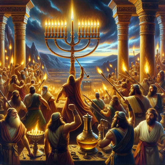 Maccabees Saving Chanukkah: Historical Event Oil Painting