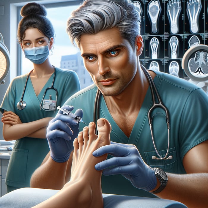 Experienced Podiatrist Performing Foot Procedure in Operating Room - Advanced Medical Practice
