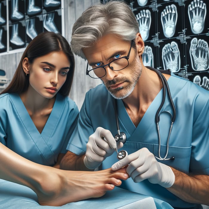 Orthopedic Surgery: Skilled Podiatrist & Assistant Operate on Patient's Foot
