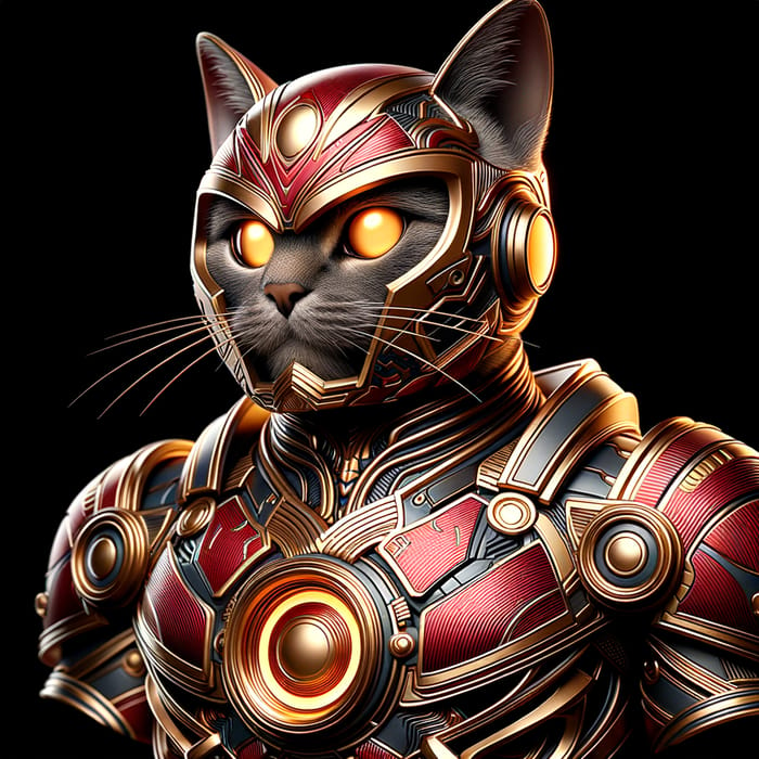 3D Animated Cat in Iron Man Costume