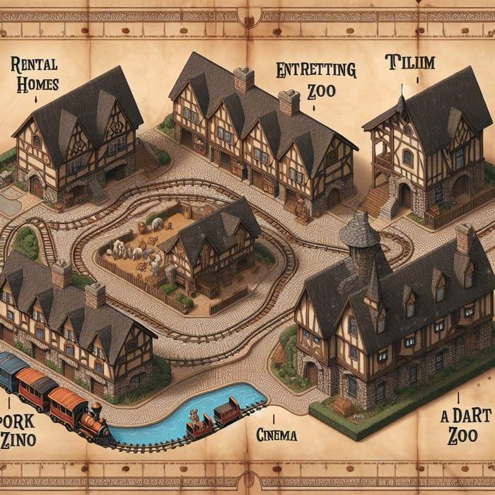 Antique Parchment Map: Rental Homes & Fairy Tale Entertainment Center