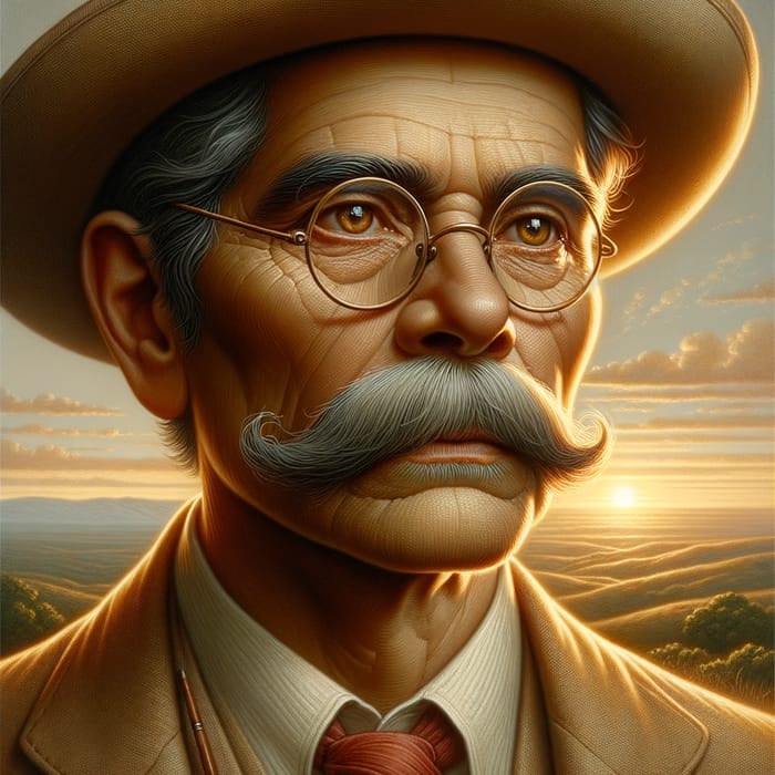 Wise Hispanic Man Portrait in Realism Style